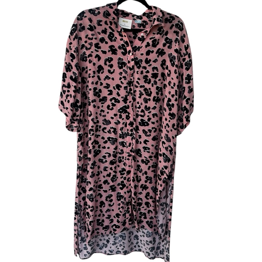 Maeve by Anthropologie NWT Rita Printed Tunic Side Slits Leopard Midi Size 1X - Picture 2 of 8